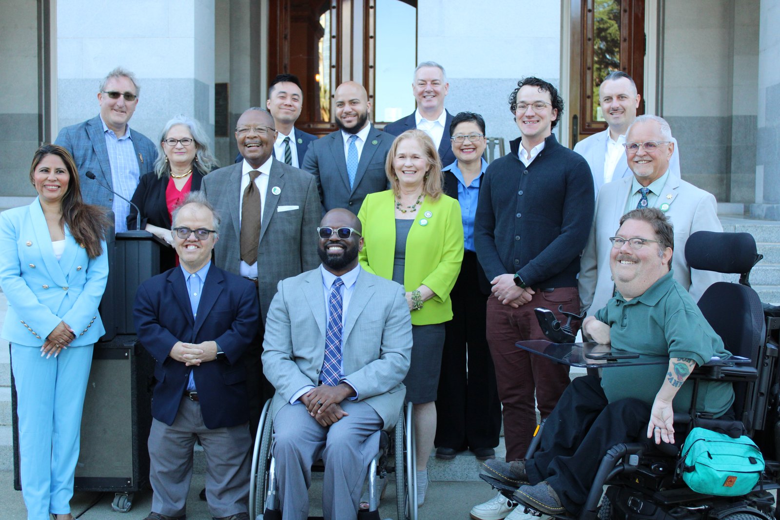 Members and advocates of California’s Legislative Disability Caucus on the Capitol steps
